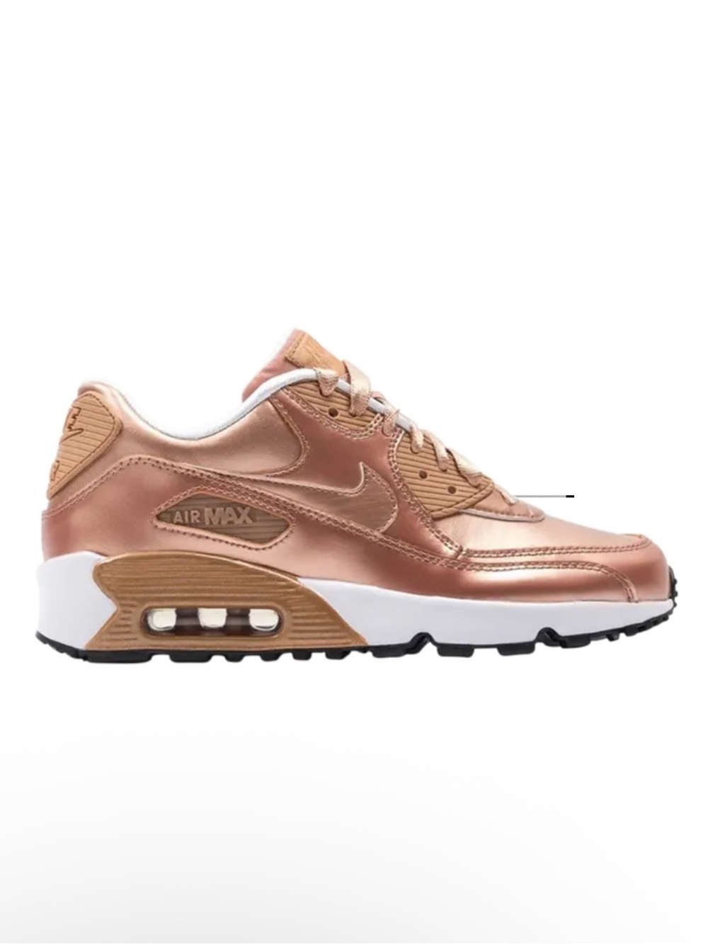 Nike Air Max 90 Rose Gold Metallic Sneakers Size Kids 5Y/Womens 6.5